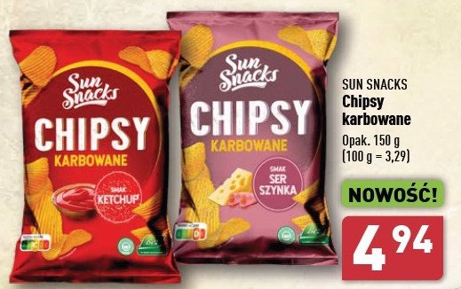 Chipsy karbowane ser-szynka SUN SNACKS promocja