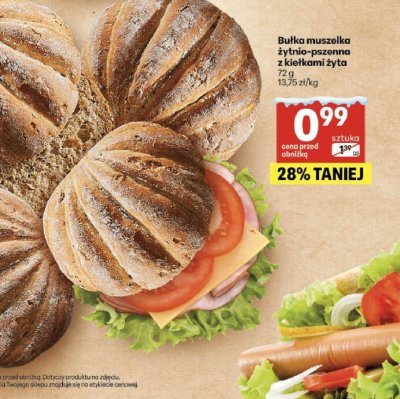 Bułka muszelka żytnio-pszenna z kiełkami żyta 72g promocja w Delikatesy Centrum