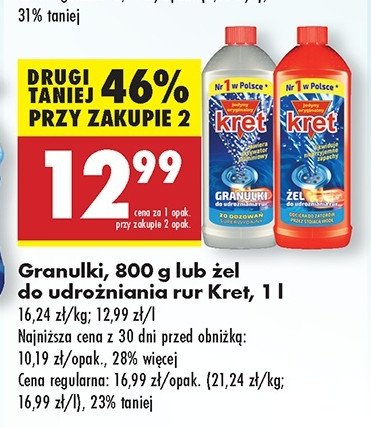 Żel do udrożniania rur Kret promocja w Biedronka