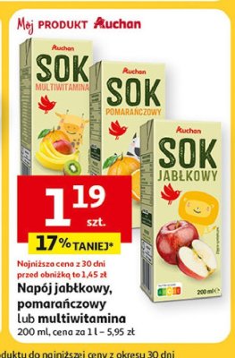 Sok jab艂kowy Auchan r贸偶norodne (logo czerwone) promocja