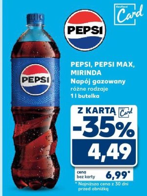 Napój gazowany PEPSI, PEPSI MAX, MIRINDA różne rodzaje 1 l butelka promocja w Kaufland