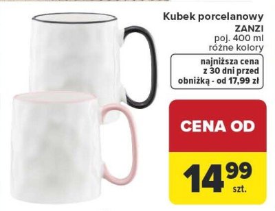 Kubek porcelanowy ZANZI poj. 400 ml różne kolory promocja w Carrefour