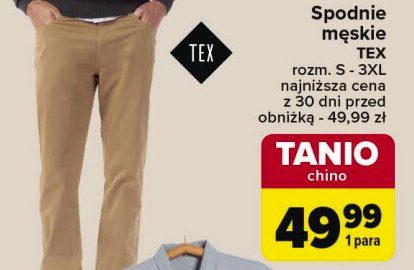 Spodnie męskie chino s-3xl Tex promocja