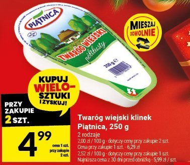 Twaróg wiejski klinek Piątnica, 250 g promocja w Twój Market