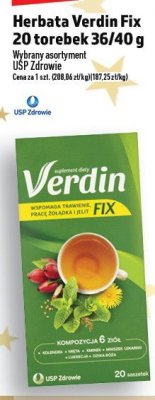 Herbata Verdin Fix 20 torebek 36/40 g promocja w TOPAZ