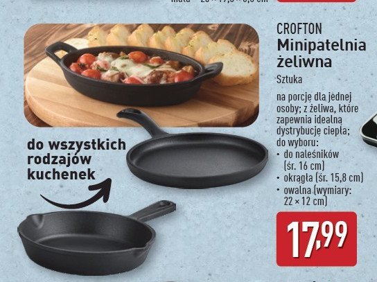 Minipatelnia żeliwna owalna 22 x 12 cm Crofton promocja w Aldi