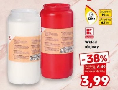 Wkład olejowy 120h czerwony K-classic promocja