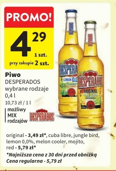 Piwo Desperados lemon 0% promocja