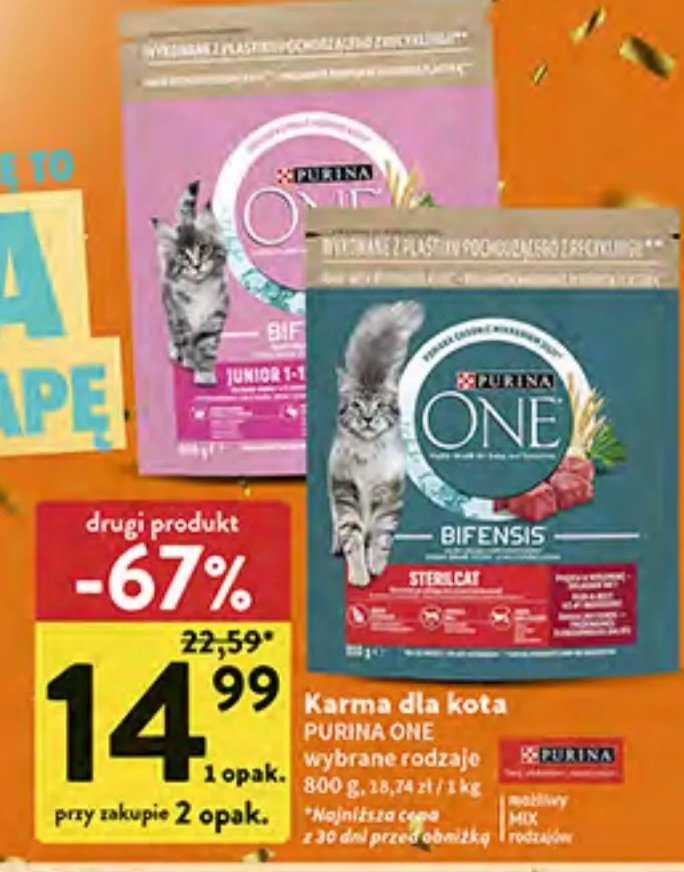 Karma dla kota sterilcat Purina one promocja