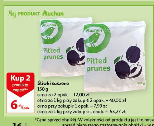 Śliwki suszone Auchan promocja
