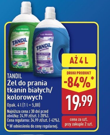 Żel do prania białego Tandil promocja w Aldi