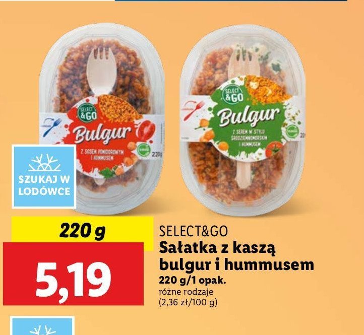 Sałatka bulgur z serem w stylu śródziemnomorskim i hummusem Select & go promocja