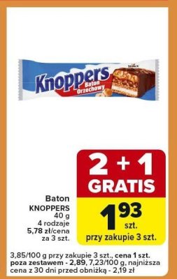 Baton KNOPPERS 4 rodzaje promocja w Carrefour Express