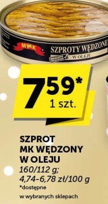 Szprot MK wędzony w oleju promocja w Euro Sklep