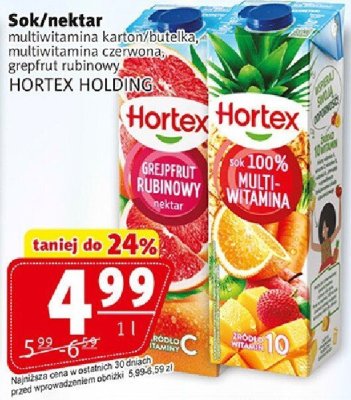 Sok/nektar Sok/nektar multiwitamina karton/butelka: multiwitamina czerwona, grejpfrut rubinowy HORTEX HOLDING promocja w Prim Market