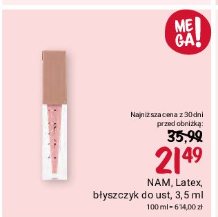 Błyszczyk do ust nr. 2 peach nude NAM LATEX LIPGLOSS promocja