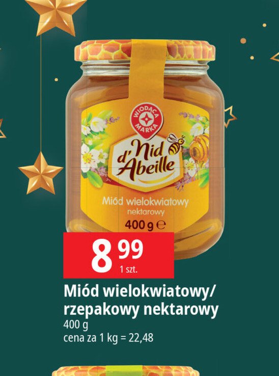 Miód pszczeli wielokwiatowy Wiodąca marka nid d'abeille promocja w Leclerc