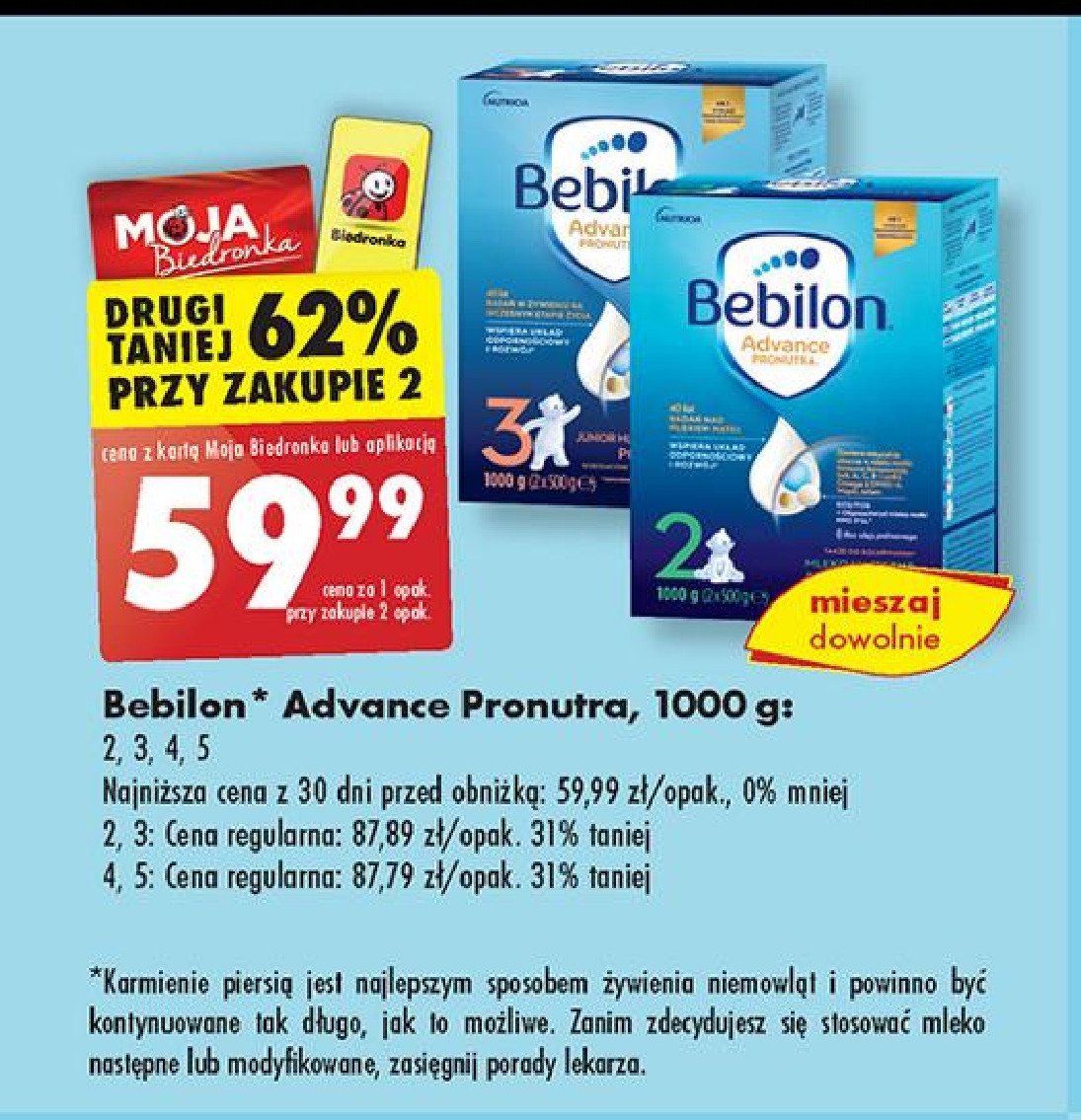 Mleko 3 BEBILON ADVANCE PRONUTRA promocja w Biedronka