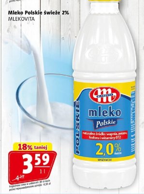 Mleko Polskie świeże 2% Mlekovita 1 l promocja w Prim Market