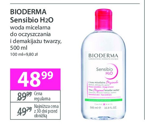 Woda micelarna Bioderma sensibio h2o promocja