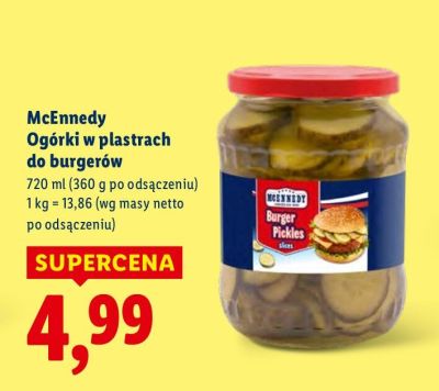 Ogórki w plastrach do burgerów  promocja w Lidl