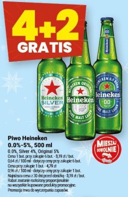 Piwo Heineken 0.0%-5%, 500 ml promocja w Twój Market