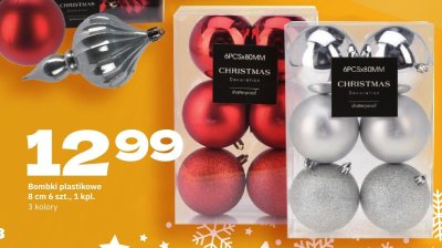 Bombki plastikowe 8 cm 6 szt. 3 kolory promocja w Twój Market