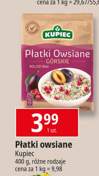 Płatki owsiane górskie Kupiec promocja