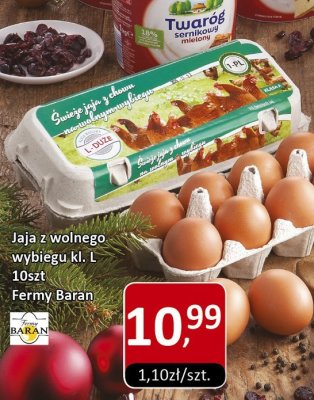 Jaja z wolnego wybiegu kl. L 10szt Fermy Baran promocja w Market Point