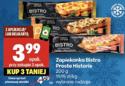 Zapiekanka Bistro Prosto Historie, wybrane rodzaje promocja w Delikatesy Centrum