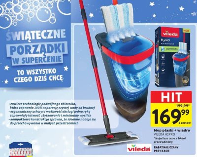 Mop płaski + wiadro VILEDA H2PRO promocja w Intermarche