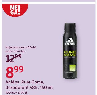 Dezodorant Adidas men pure game Adidas cosmetics promocja w Rossmann