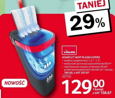 Komplet mop płaski H2PRO Vileda promocja w Selgros