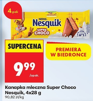 Kanapka mleczna Super Choco Nesquik, 4x28 g promocja w Biedronka