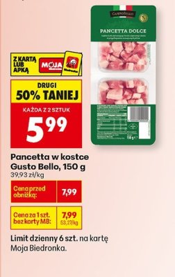 Pancetta w kostce Gusto Bello, 150 g promocja w Biedronka
