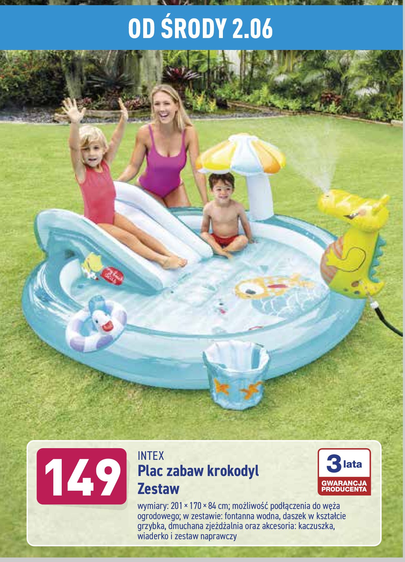 Plac zabaw krokodyl 203 x 173 x 89 cm 57129 Intex promocja