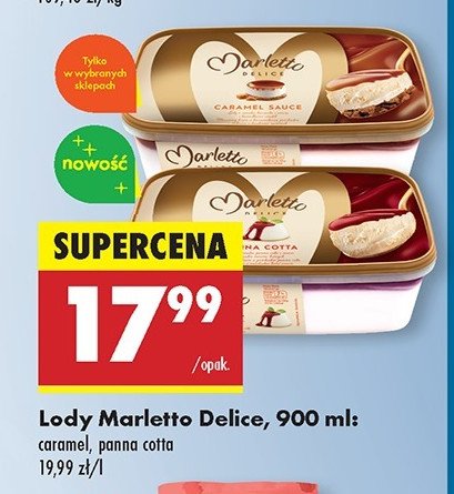 Lody delice caramel Marletto promocja w Biedronka