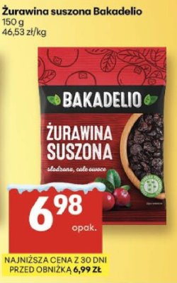 Żurawina suszona Bakadelio promocja w Delikatesy Centrum
