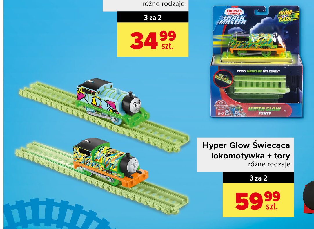 Lokomotywa tomek i przyjaciele hyper glow Fisher-price promocja