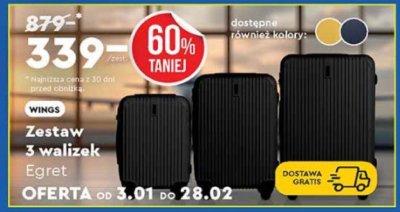Zestaw 3 walizek Egret  promocja w Biedronka