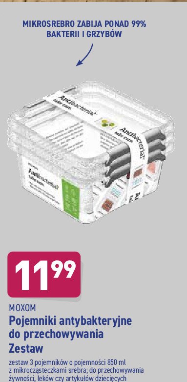 Pojemniki antybakteryjne 850 ml promocja