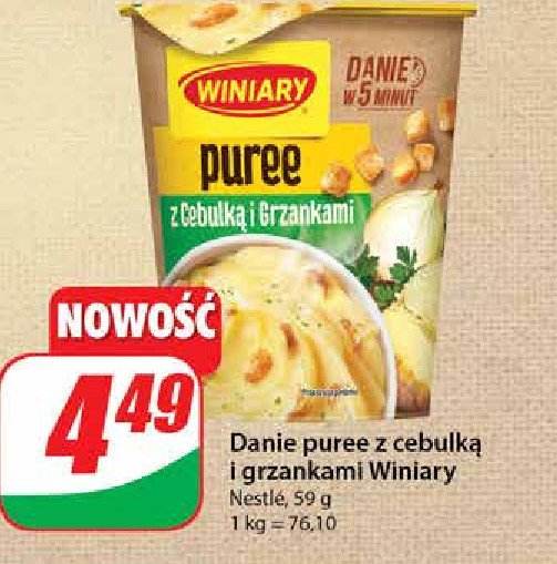 Puree ziemniaczane ze smażoną cebulką i grzankami Winiary danie mniam promocja w Dino