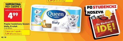 Papier toaletowy Queen biały, 8 rolek promocja
