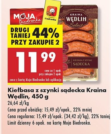 Kiełbasa śląska z szynki Kraina wędlin select promocja w Biedronka