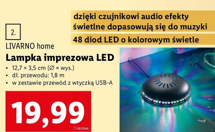 Lampa imprezowa led LIVARNO HOME promocja w Lidl