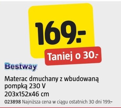 Materac dmuchany z wbudowaną pompką Bestway 230V 203x152x46 cm promocja w Jula