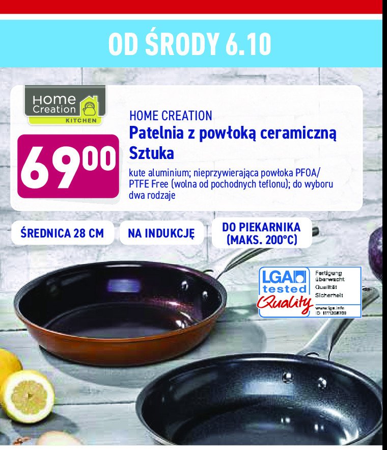 Patelnia aluminiowa z pow艂ok膮 ceramiczna 28 cm Home creation promocja