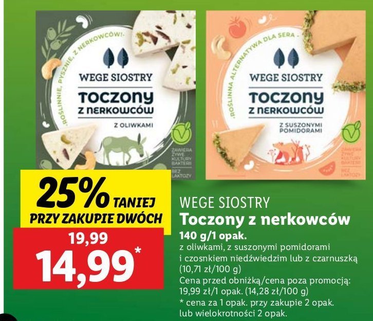 Ser toczony z nerkowców z suszonymi pomidorami Wege siostry promocja