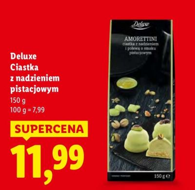 Ciastka Deluxe z nadzieniem pistacjowym promocja w Lidl