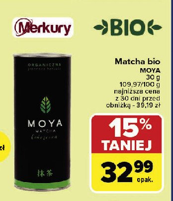 Herbata zielona Moya matcha promocja w Carrefour